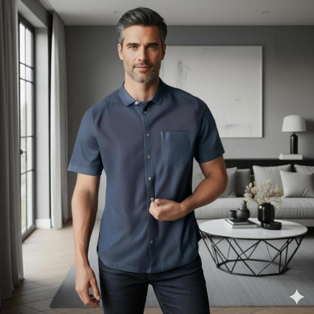 Tommy Bahama Men's Navy Button Down Shirt (SH-04)
